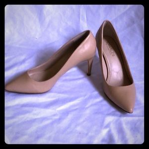 Leather Charles David Nude Pointy Toe Pumps